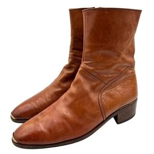 Vero Cuoio Made in Italy Leather Ankle Boots Mens Size 44 Metal Toe Chelsea